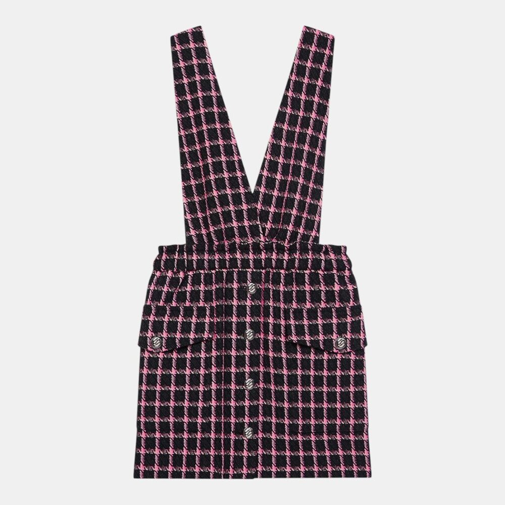 NWT MAJE WOMEN'S CHECK TWEED MINI DRESS FUCHSIA SIZE US 8 FR 40 - Picture 11 of 13